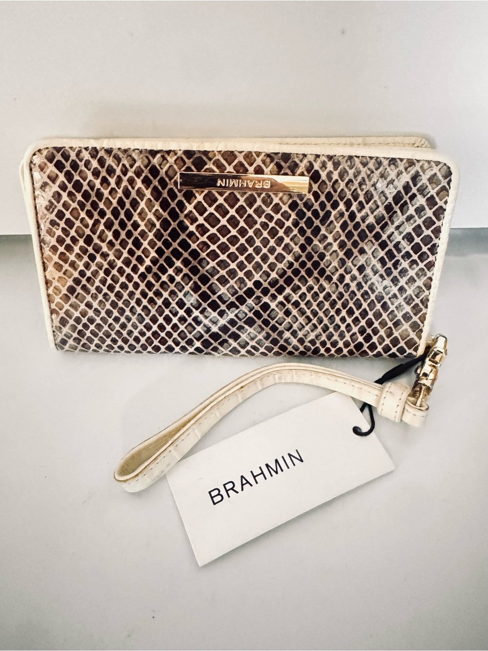 Brahmin Tan / Brown Bifold Leather Wallet New With Tags